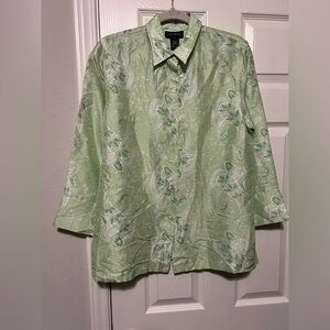 Jones New York Light Green Paisley Silk Shirt